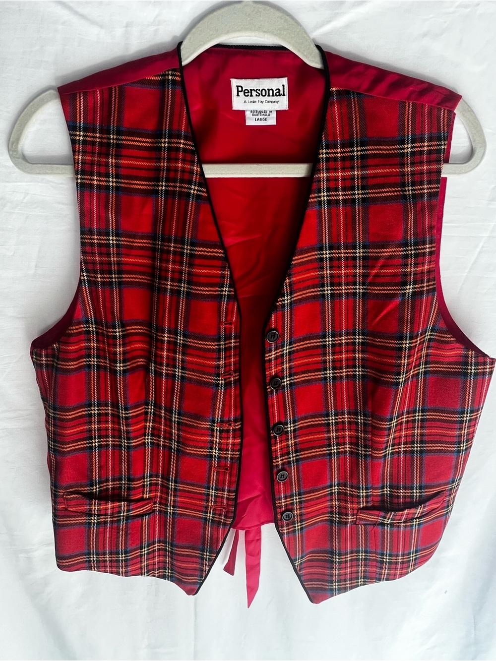 Leslie Fay Red Plaid Kids Vest
